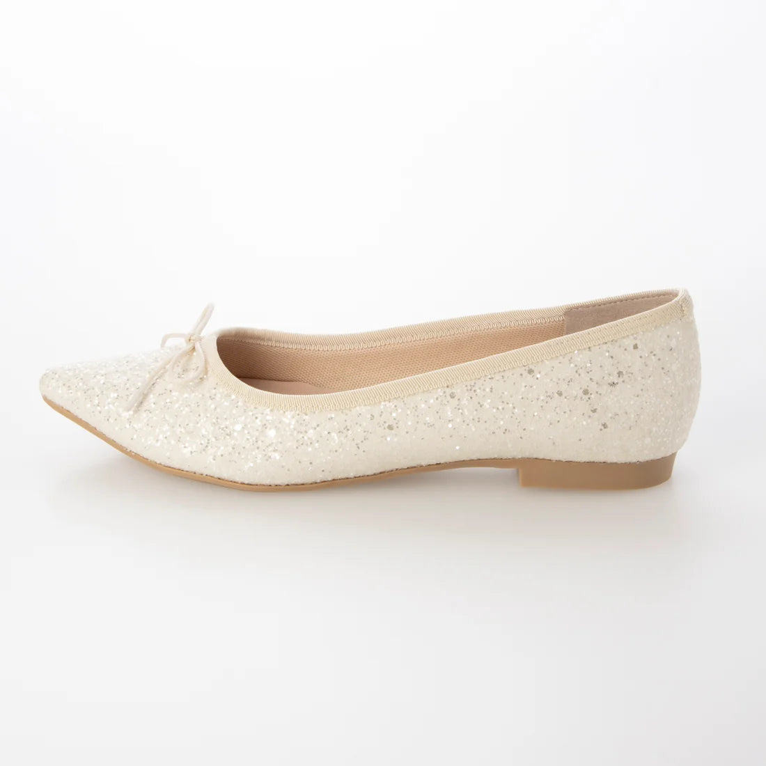 日本製 Launa lea 閃耀亮片尖頭芭蕾鞋 ( B4601A ) (白色/White)