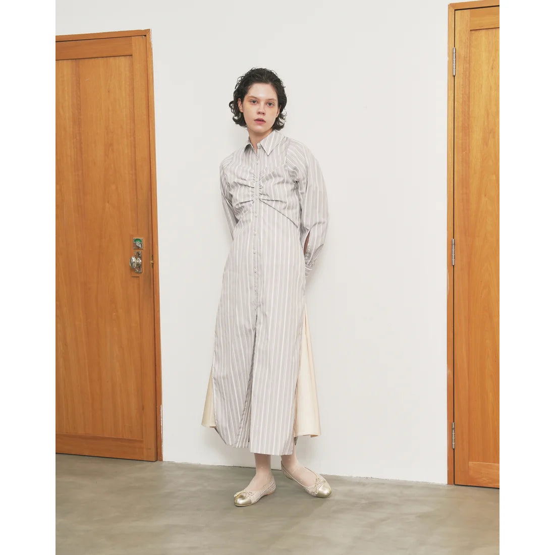 【新品預訂】日本製Emma Francis 粗花呢平底芭蕾舞鞋(淺杏色粗花呢)(06e-TWM 109)