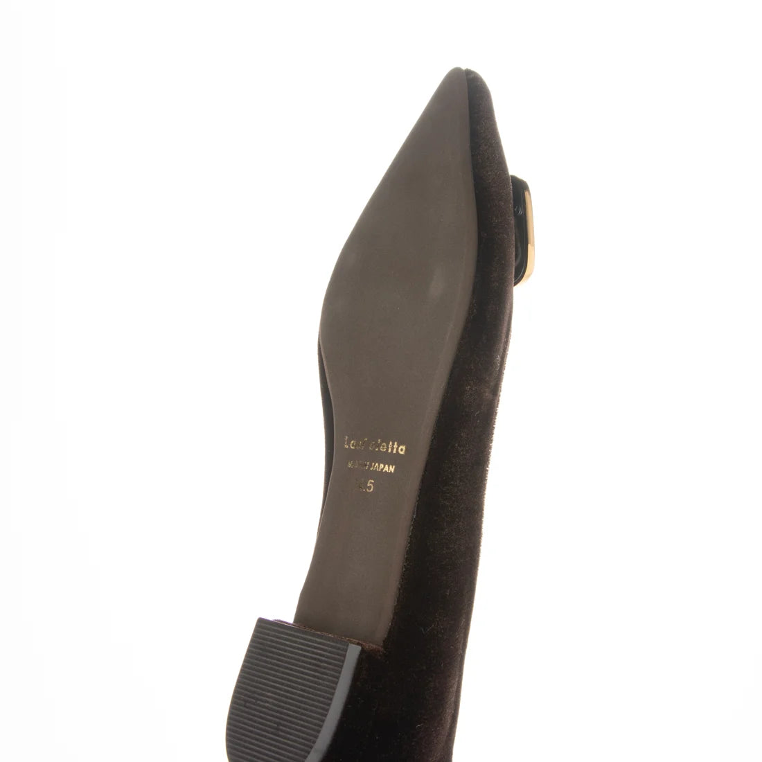 【新品預訂】日本製 Lauf Oletta 絨毛尖頭金扣平底鞋 (LH127 D Brown-Z) (深棕色)