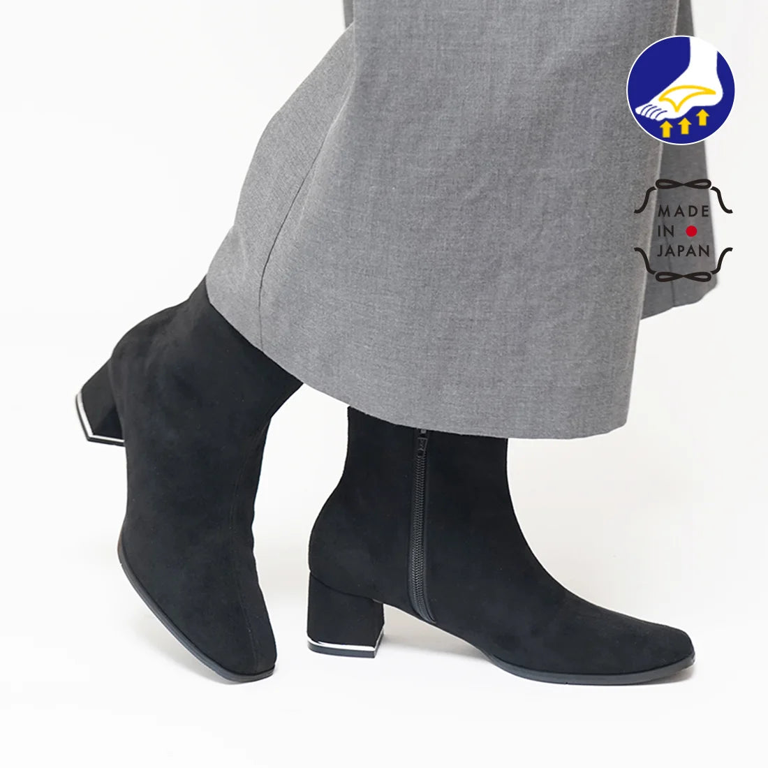 【新品】日本製 Lauf Oletta  5cm踭 足弓支撐短靴(LM119 BLACK-S)(黑色)(LRM119)