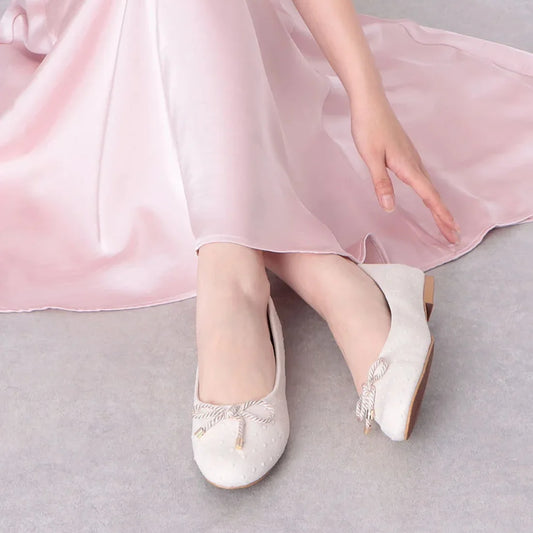 【新品預訂】日本製 Lauf Oletta   扭繩緞帶珍珠芭蕾鞋(L111 IVORY-S) (象牙色)