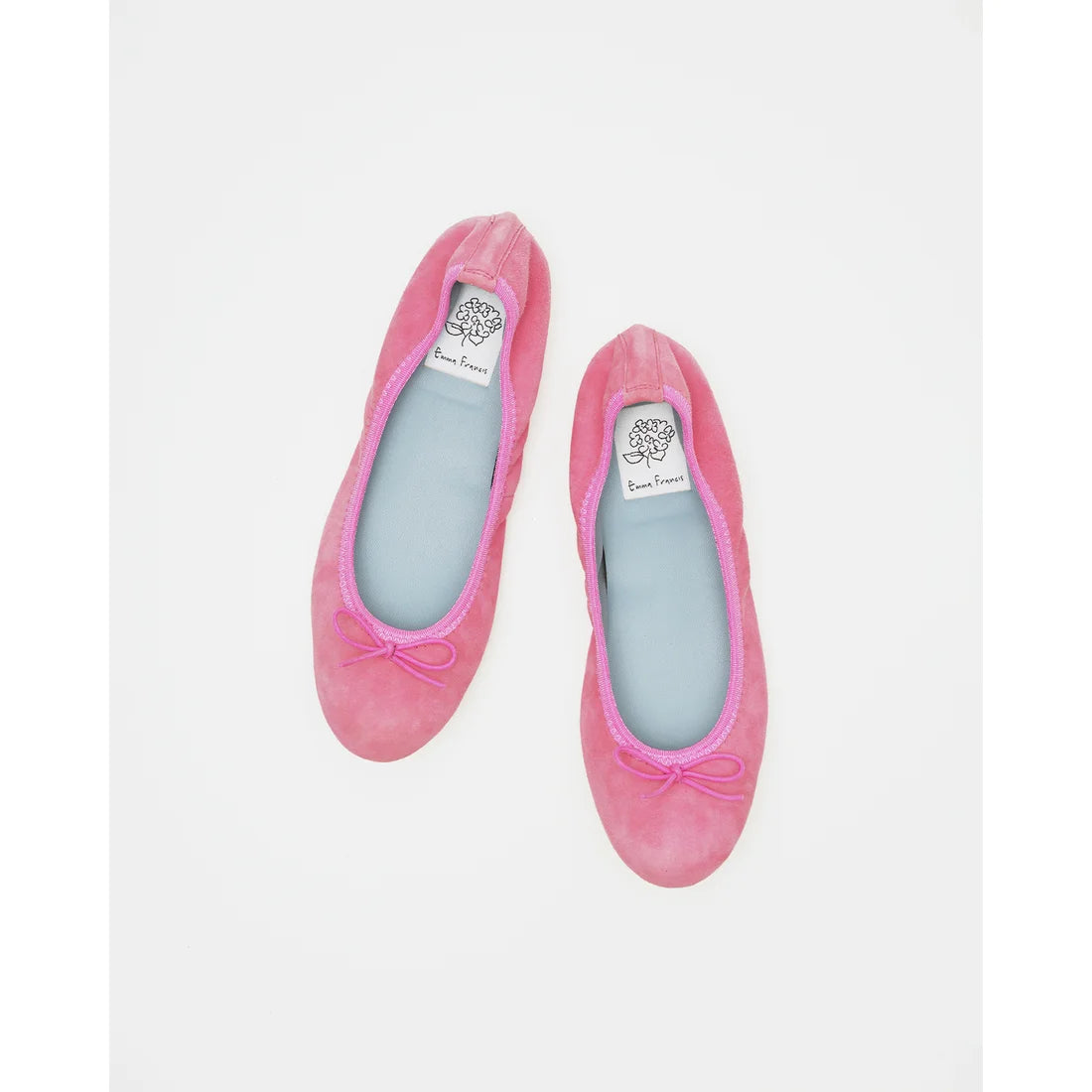 日本製【珍珠色調防水】Emma Francis 真皮 圓頭平底芭蕾舞鞋(02b-L S143)(Dark pink leather suede)(ダークピンク レザースエード)