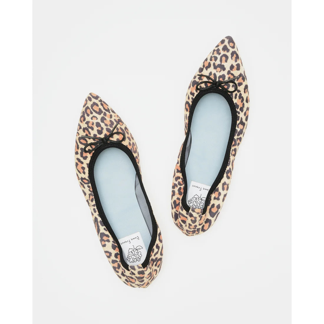 日本製【珍珠色調防水】Emma Francis真皮 尖頭平底芭蕾舞鞋(01b-L S328)(Leopard print leather suede)(レオパード柄 レザースエード)