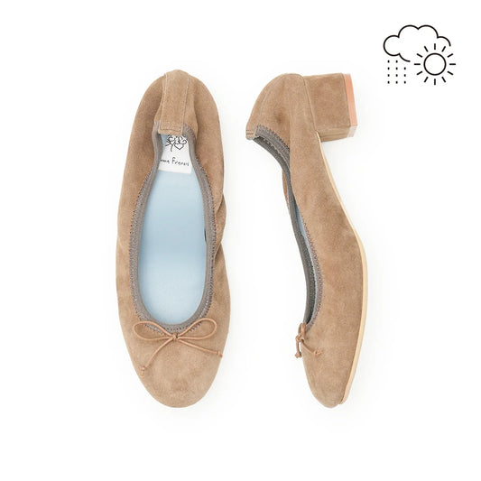 【新品預訂】日本製Emma Francis 真皮防潑水3cm踭絨面芭蕾舞鞋(炭灰色)(3001c-L S155) Charcoal Grey