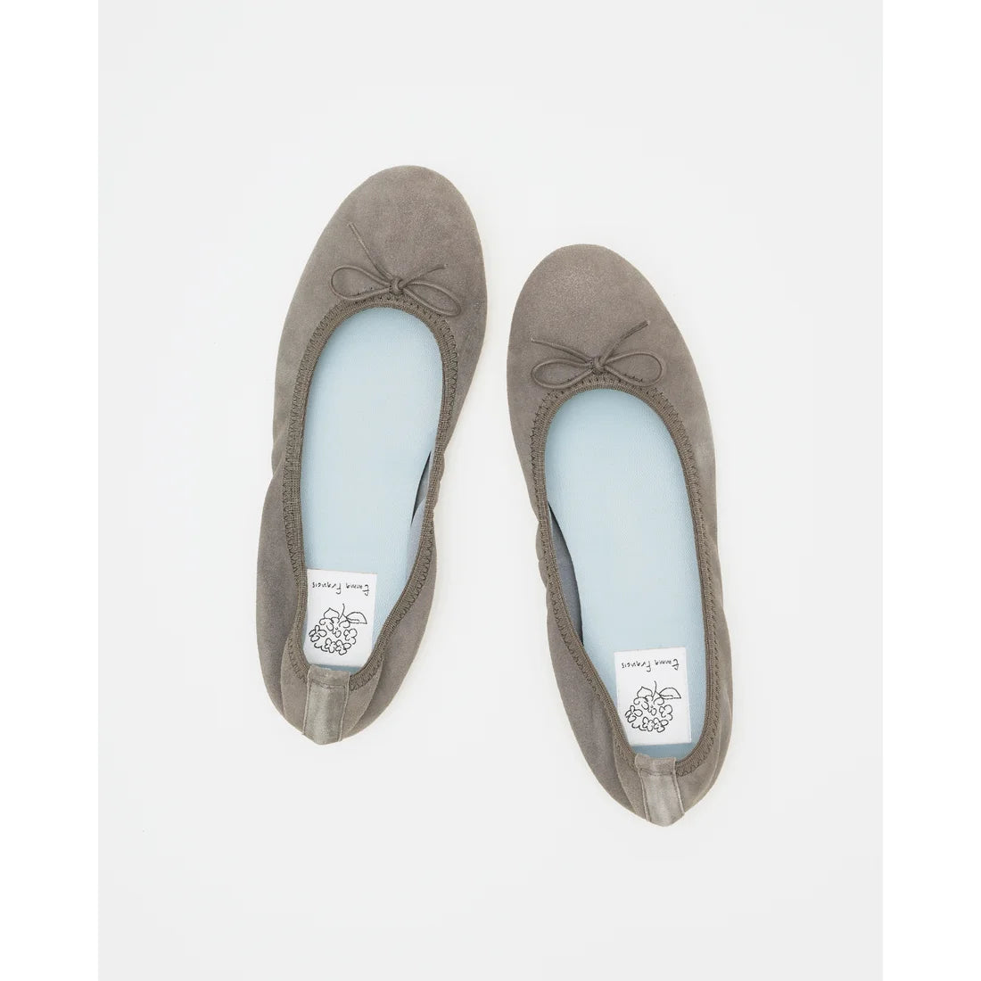 日本製【珍珠色調防水】Emma Francis 真皮 圓頭平底芭蕾舞鞋(02b-L S154)(Dark gray leather suede)(ダークグレー レザースエード)