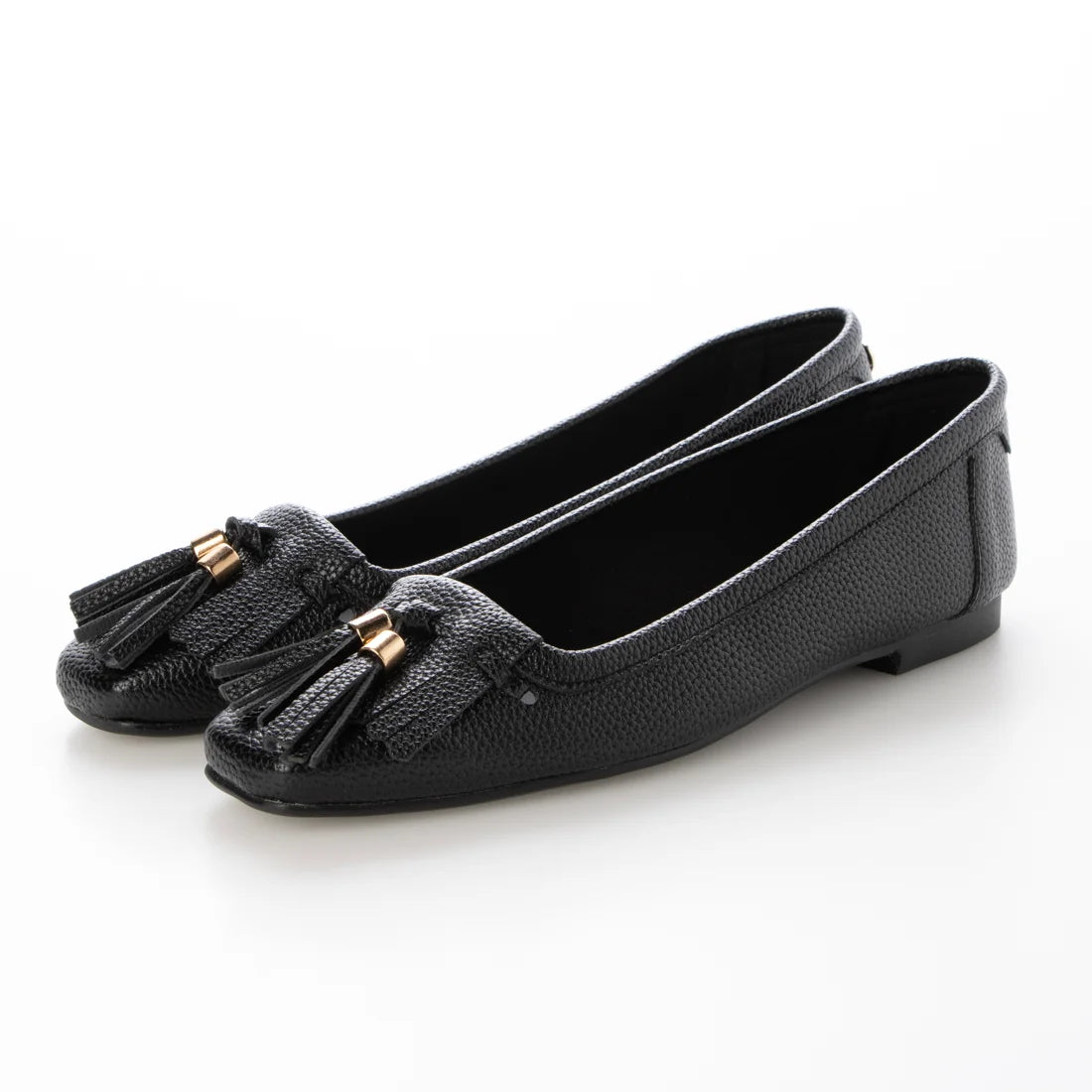 【新品預訂】日本製 Lauf Oletta 防水鑲邊流蘇設計的氣質平底鞋(LRH120 Black) (黑色)