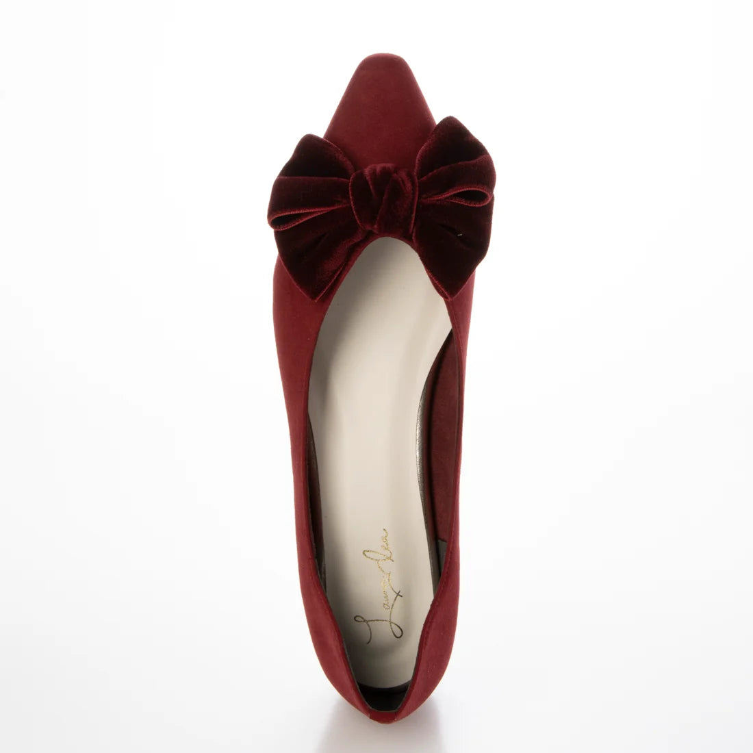 日本製 Launa Lea 絲絨蝴蝶結平底鞋 (460C)(紅色 S / Red S)