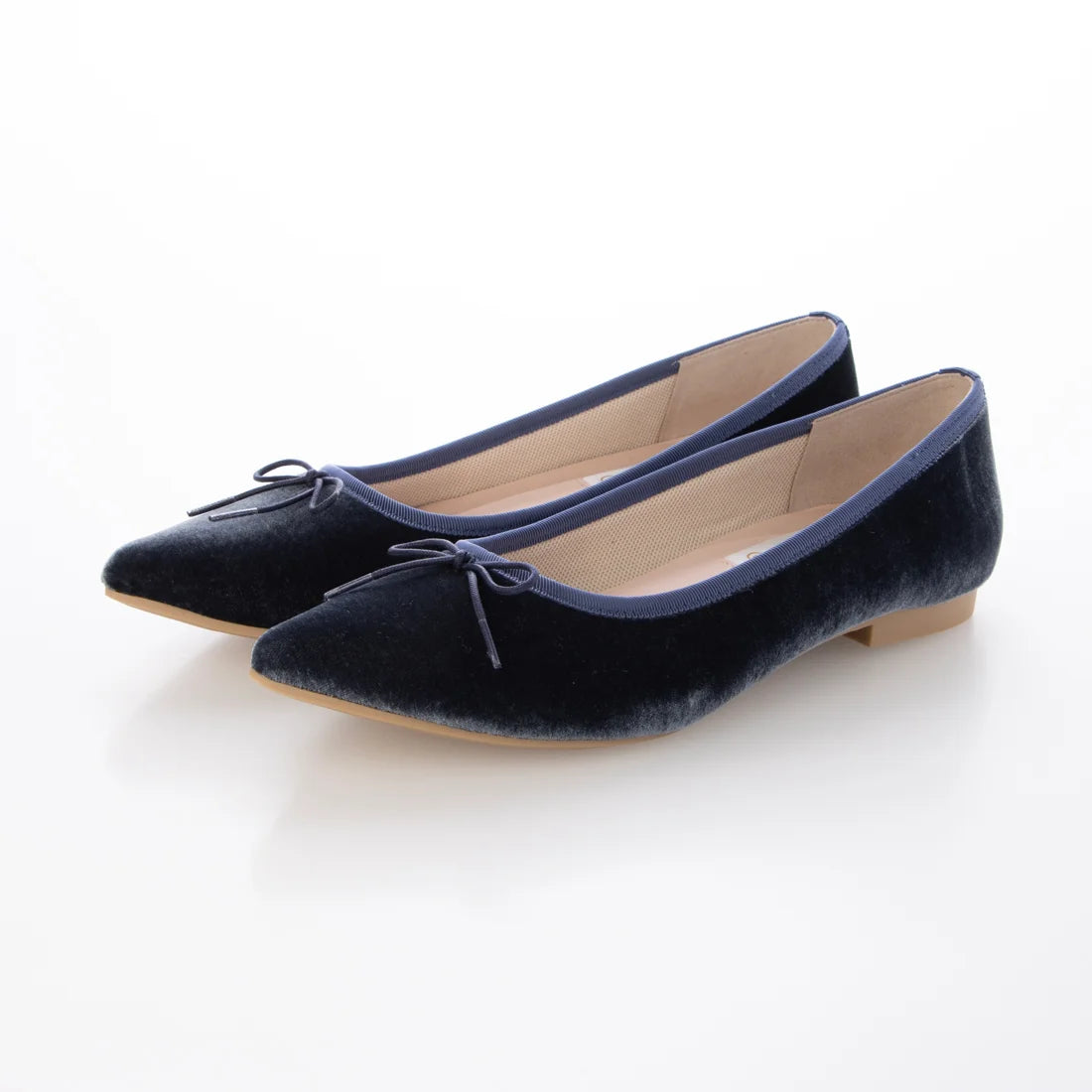 【新品預訂】日本製 Launa lea 尖頭絨毛蝴蝶結芭蕾平底鞋 (B4613A) (灰藍色 Z / Blue Grey Z)