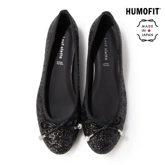 【新品預訂】日本製 Lauf Oletta   珍珠水鑽芭蕾舞鞋(LH126 BLACK-Z) (黑色)