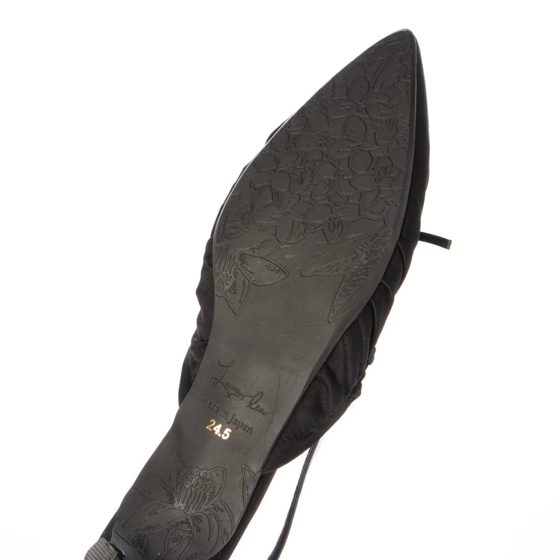 日本製 Launa Lea 4cm跟高褶邊蝴蝶結細肩帶樂福鞋 (606) (黑色 / Black)