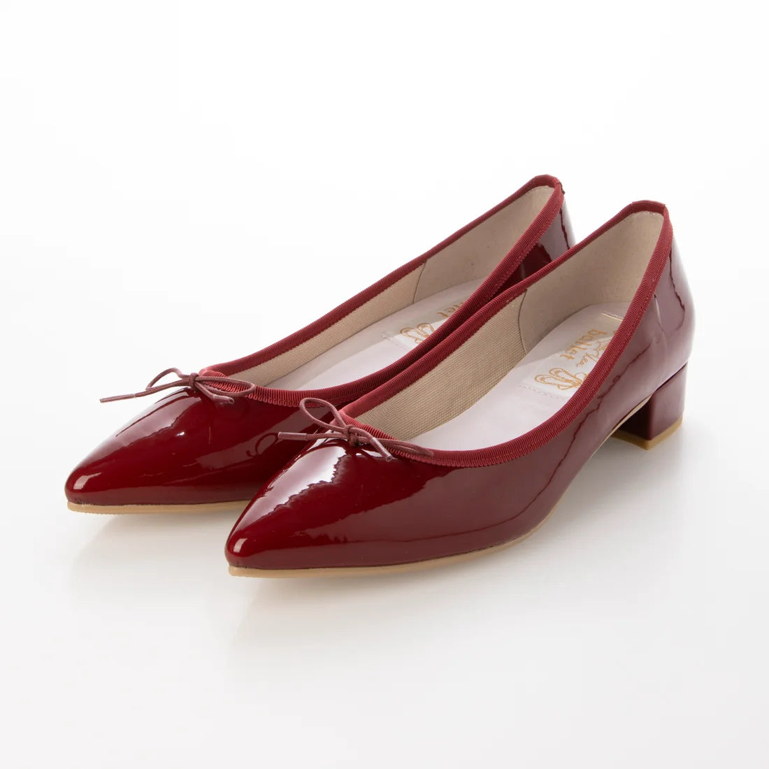 日本製 Launa lea 3cm踭蝴蝶結尖頭亮面芭蕾晴雨鞋( RB9401A ) ( 酒紅色/ Red E )