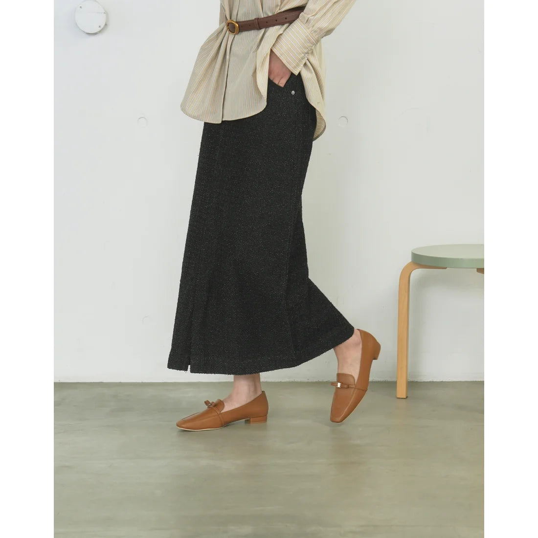 【新品預訂】日本製Emma Francis 2cm跟 小蝴蝶结乐福鞋 (2001h-P 186)(駝色 光滑)