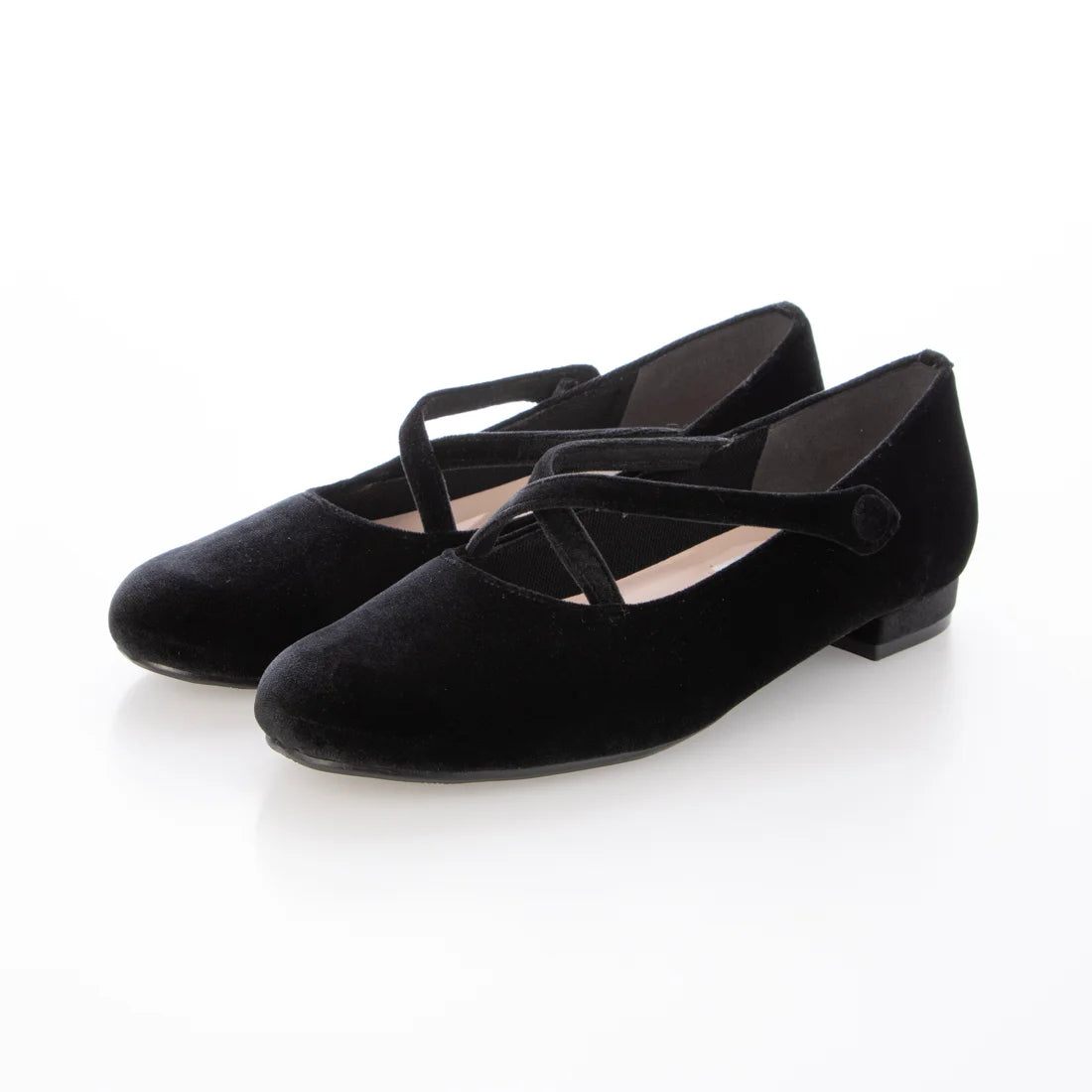 【新品預訂】日本製Launa lea 黑色絲絨材質交叉帶芭蕾鞋 (B1614A) (Black Z)