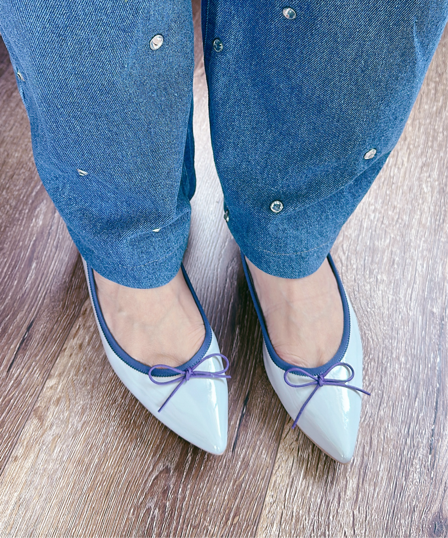 日本製Launa Lea x Grandioso 香港限定灰紫藍色晴雨3.5 cm尖頭鞋 (RB9402 / L grey)
