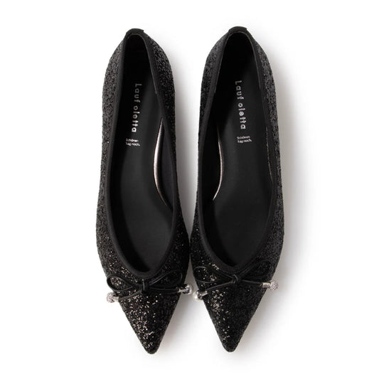 【新品預訂】日本製 Lauf Oletta 尖頭閃鑽珍珠芭蕾舞 (LH101 Black-Z) (黑色)