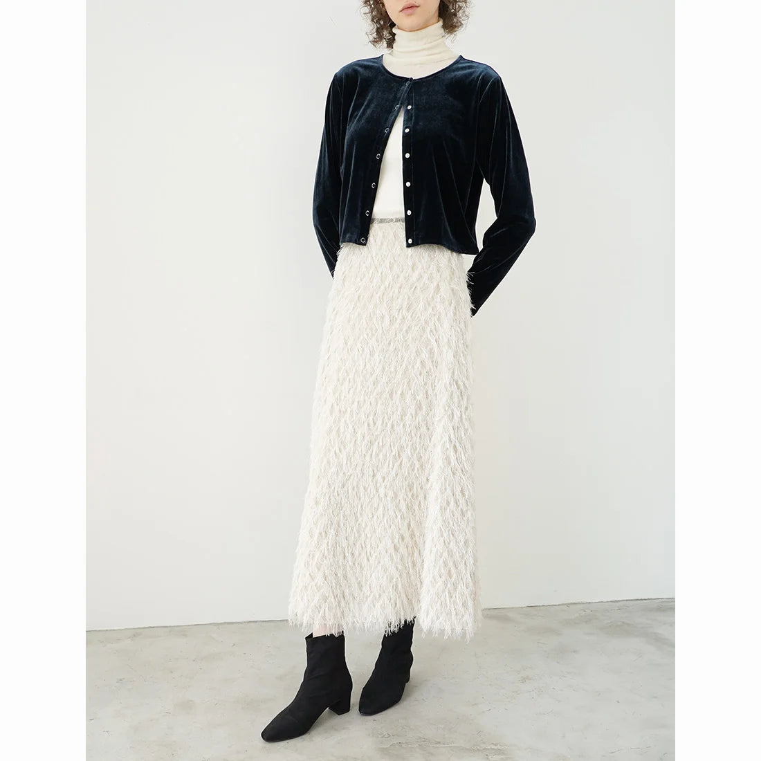 日本製 Launa Lea 4cm 彈性方頭短靴 (587)(黑色/Black S)