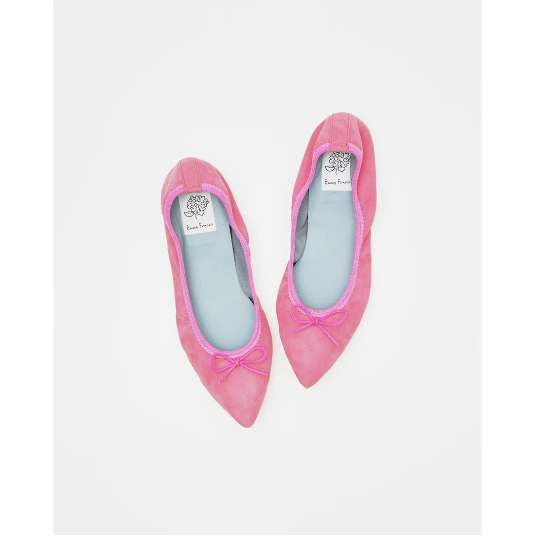日本製【珍珠色調防水】Emma Francis 真皮 尖頭平底芭蕾舞鞋(01b-L S143)(Dark Pink leather suede) (ダークピンク レザースエード)