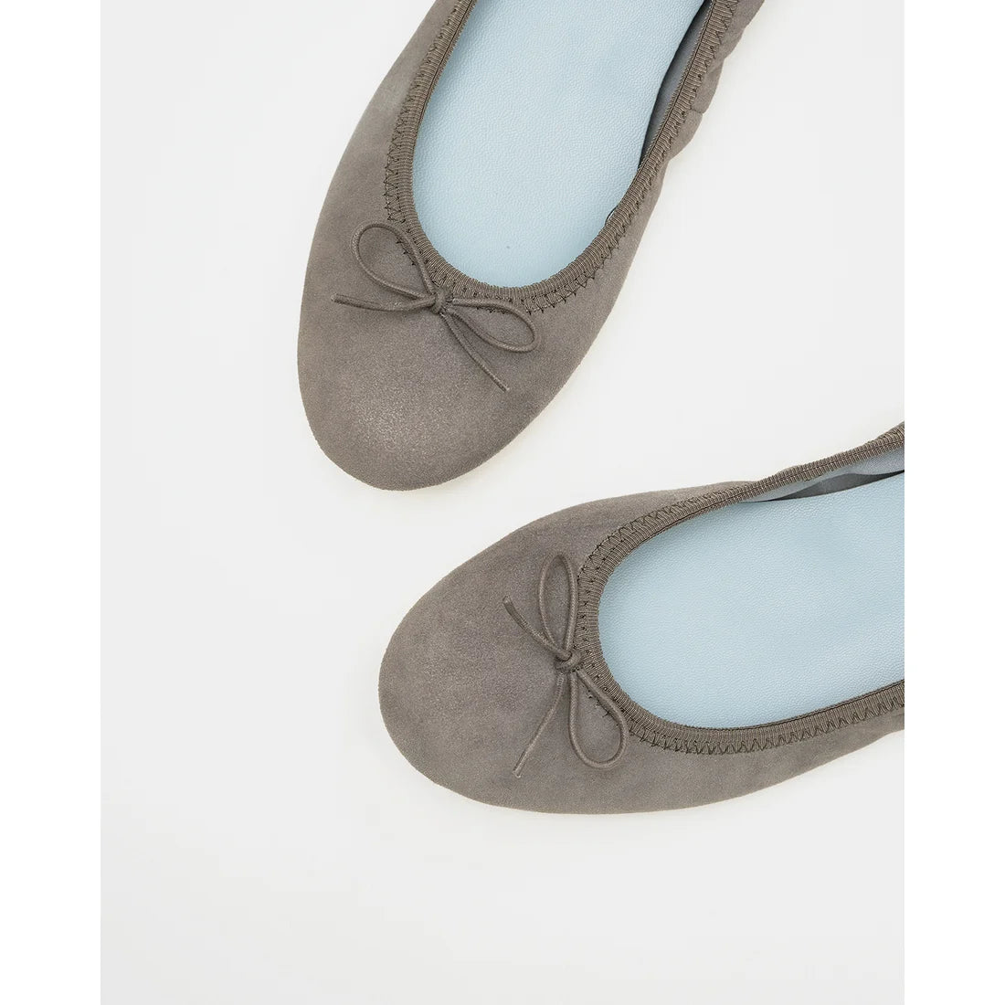 日本製【珍珠色調防水】Emma Francis 真皮 圓頭平底芭蕾舞鞋(02b-L S154)(Dark gray leather suede)(ダークグレー レザースエード)