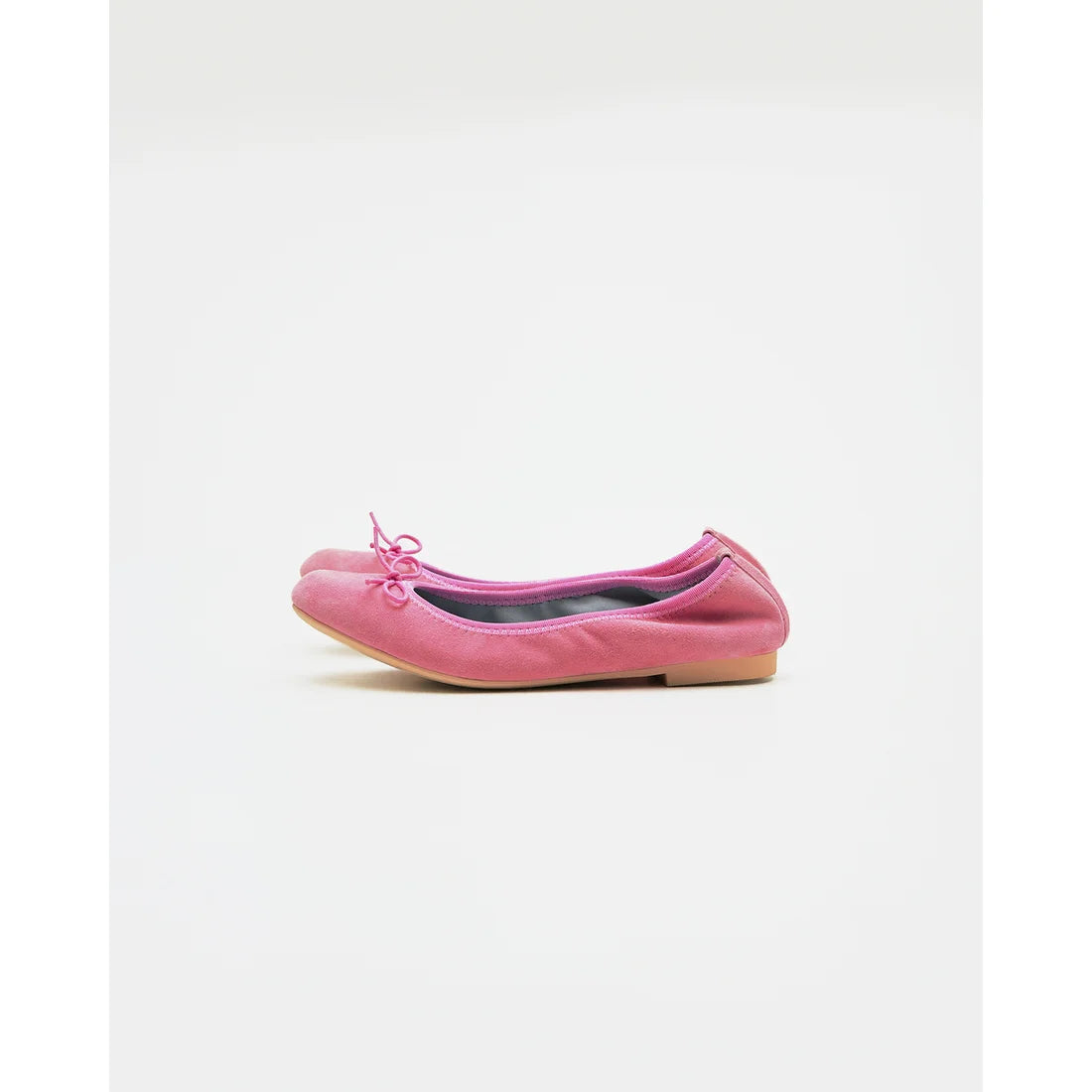 日本製【珍珠色調防水】Emma Francis 真皮 圓頭平底芭蕾舞鞋(02b-L S143)(Dark pink leather suede)(ダークピンク レザースエード)