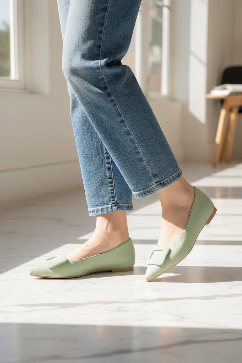 【新品現貨】日本製 Launa lea 扣尖頭高跟鞋 (459A) ( 淺綠 S / L Green S )