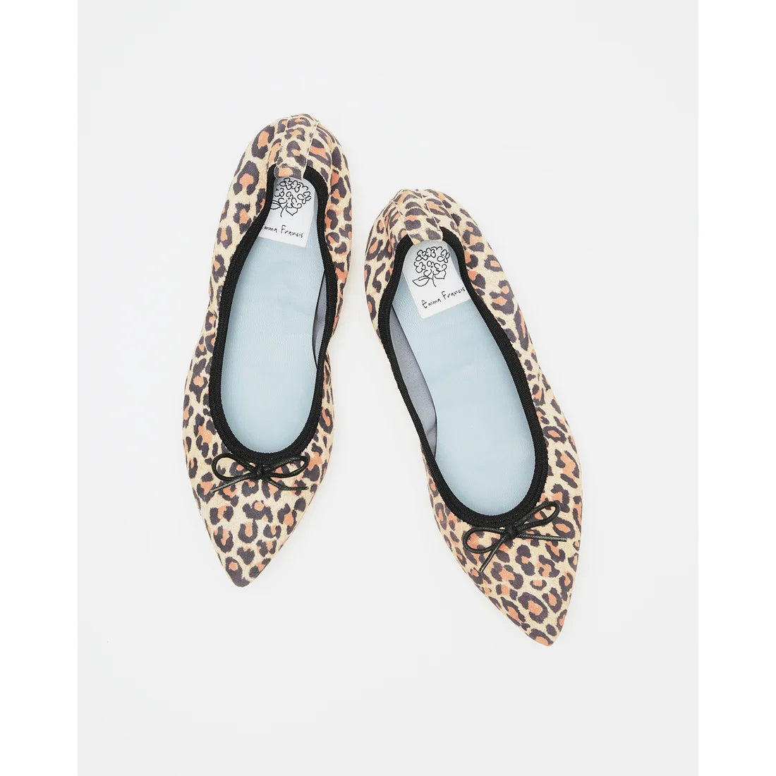 日本製【珍珠色調防水】Emma Francis真皮 尖頭平底芭蕾舞鞋(01b-L S328)(Leopard print leather suede)(レオパード柄 レザースエード)