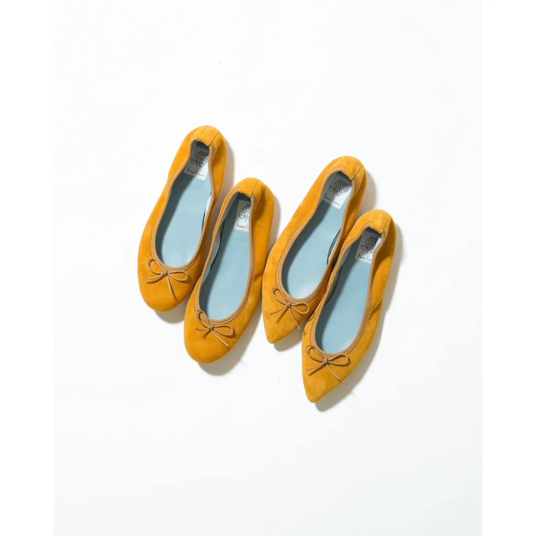日本製【珍珠色調防水】Emma Francis 真皮 尖頭平底芭蕾舞鞋(01b-L S132)(Mustard Leather Suede) (マスタード レザースエード)