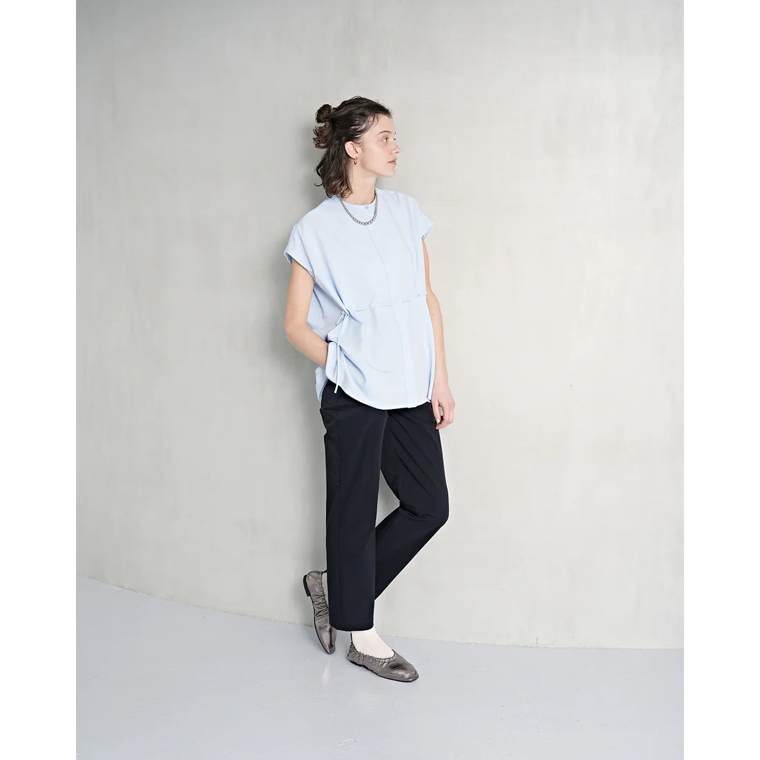 日本製 Emma Francis 褶皺平底高跟鞋 (鋼色磨砂) 03w-M 174 STL