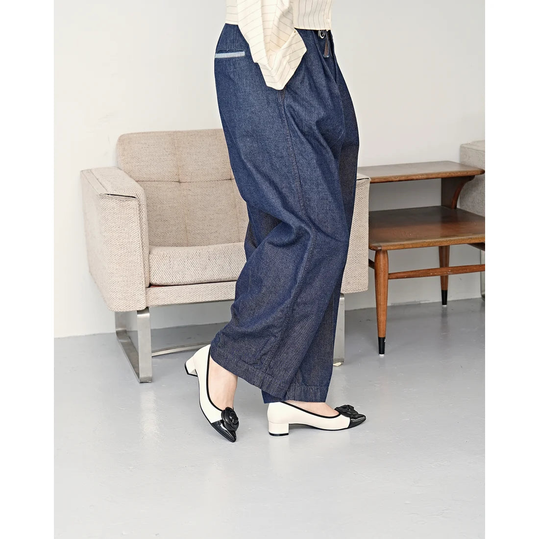 日本製 Emma Francis 胸花 3cm 高跟鞋 (白色光面) 3002c-P 159 WHT