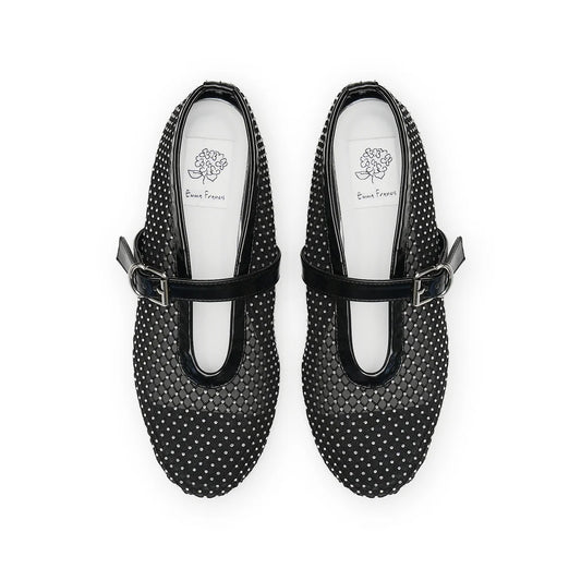 日本製 Emma Francis 圓頭薄紗瑪莉珍鞋 (黑色薄紗) 09f-HF 101 BLK