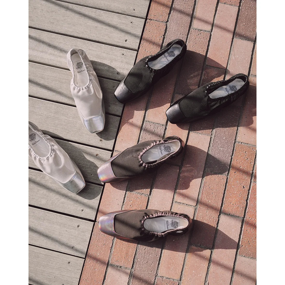 日本製 Emma Francis 褶皺網眼平底高跟鞋 (黑色) 03x-M 101 BLK