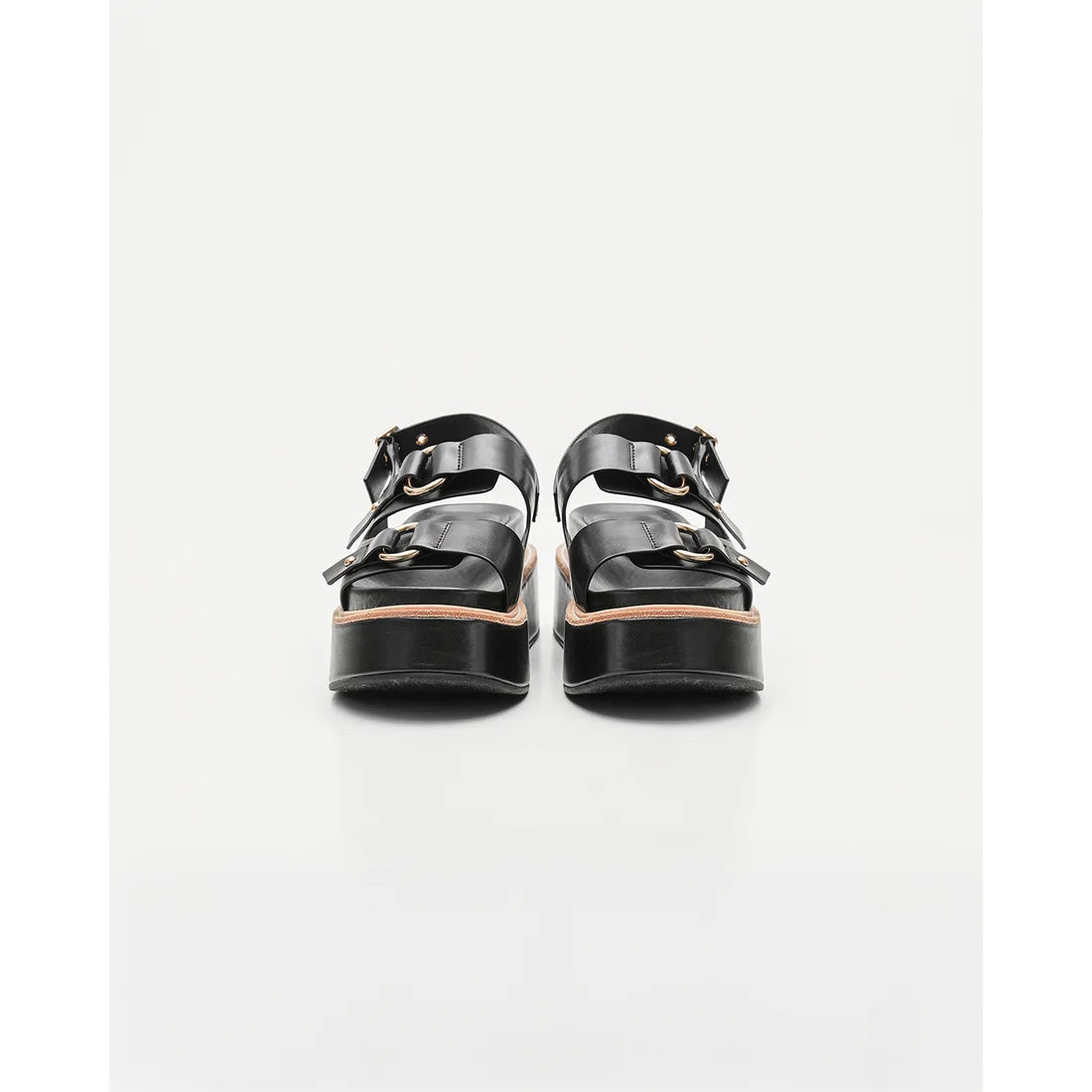 日本製 Emma Francis 厚底光面環扣涼鞋 (黑色) 1034b P101 BLK