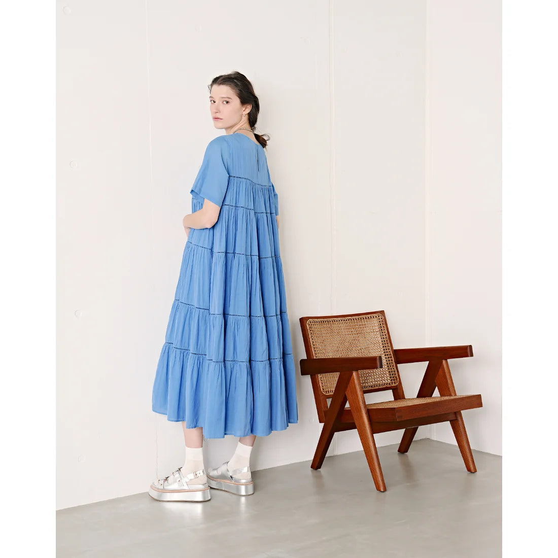 日本製 Emma Francis 厚底光面環扣涼鞋 (銀色) 1034b M162 SLV