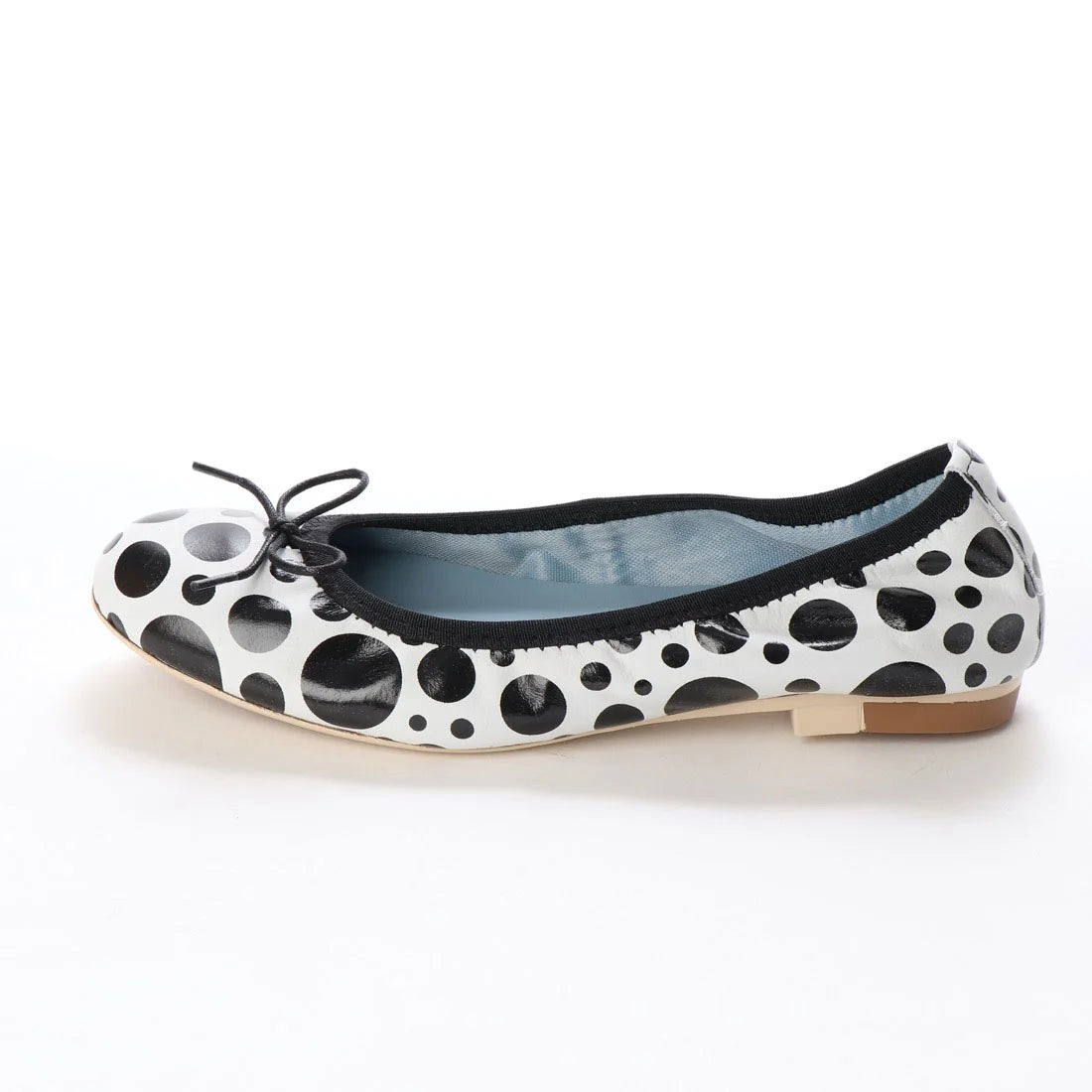 日本製 Emma Francis 神戶牛真皮圓頭平底芭蕾晴雨鞋 (EFx02p KS501)(Dot Pattern White)(ドット柄 ホワイト)