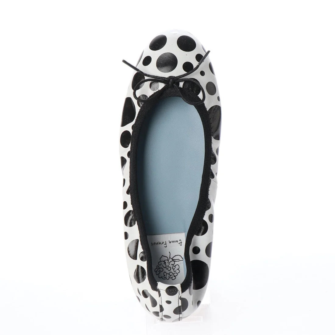 日本製 Emma Francis 神戶牛真皮圓頭平底芭蕾晴雨鞋 (EFx02p KS501)(Dot Pattern White)(ドット柄 ホワイト)