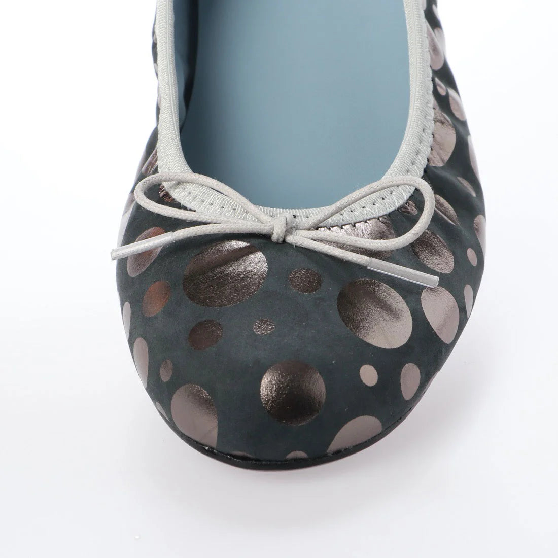 日本製 Emma Francis 神戶牛真皮圓頭平底芭蕾晴雨鞋 (EFx02p KS502)(Dot Pattern Black)(ドット柄 ブラック)