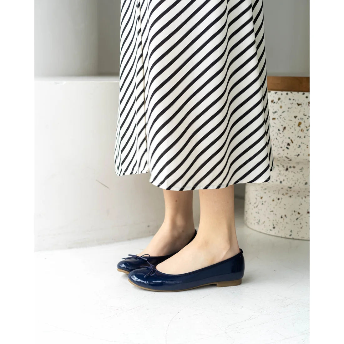 日本製 Emma Francis 圓頭平底芭蕾舞晴雨鞋 (02a-E 117) (Navy Enamel)(ネイビー エナメル)