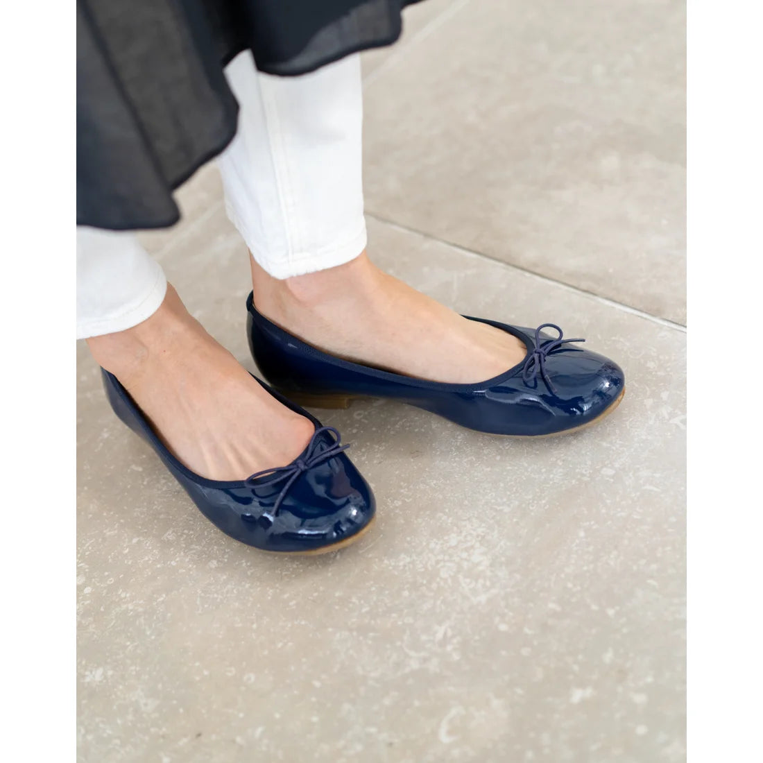 日本製 Emma Francis 圓頭平底芭蕾舞晴雨鞋 (02a-E 117) (Navy Enamel)(ネイビー エナメル)