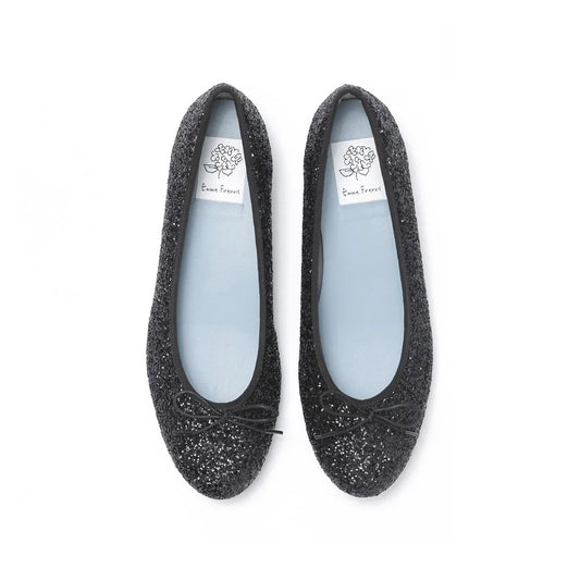 日本製 Emma Francis 圓頭平底芭蕾舞鞋 (02a-G 101)(Black Glitter)(ブラック グリッター)