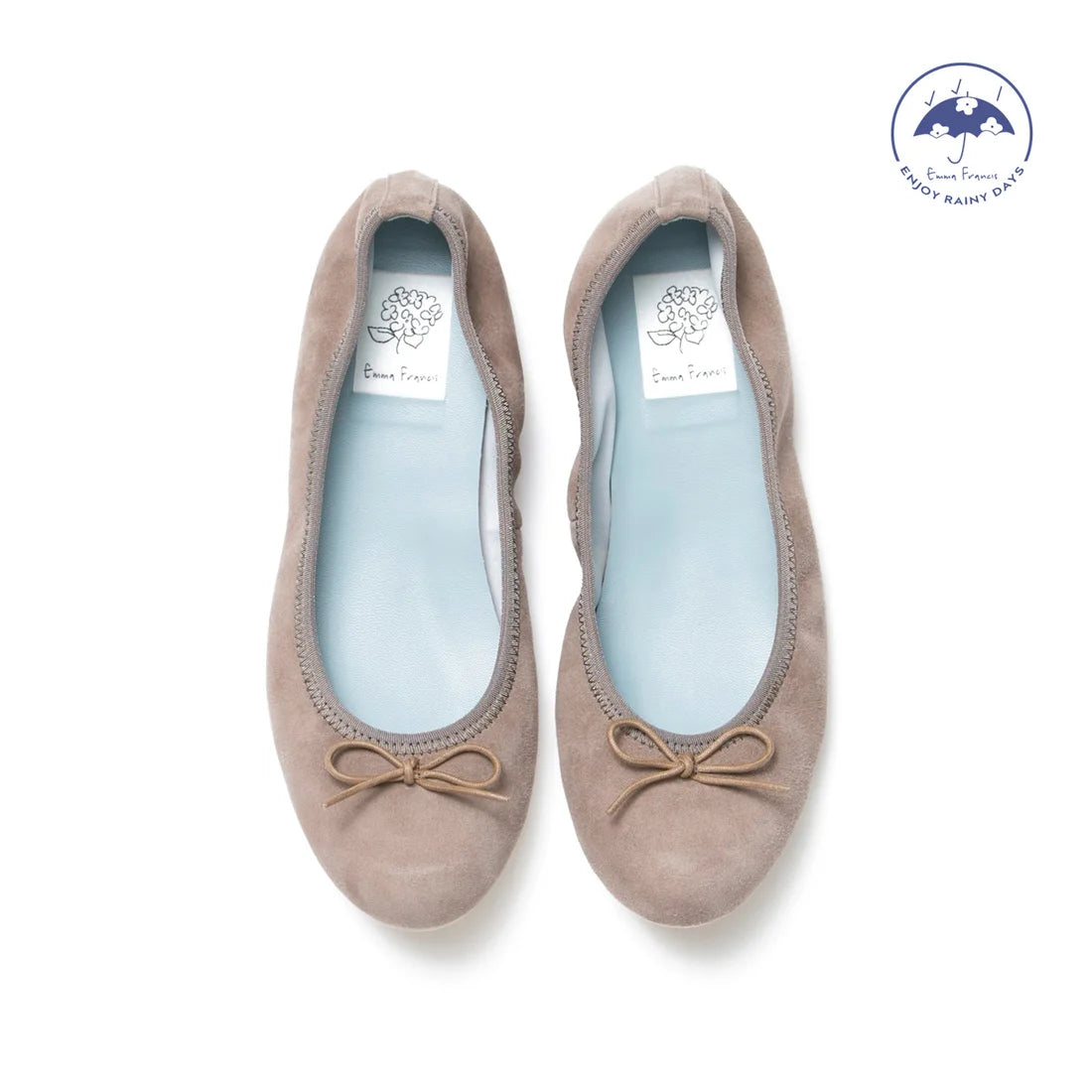 日本製【珍珠色調防水】Emma Francis 真皮 圓頭平底芭蕾舞鞋(02b-L S155)(Charcoal grey leather suede)(チャコールグレー レザースエード)