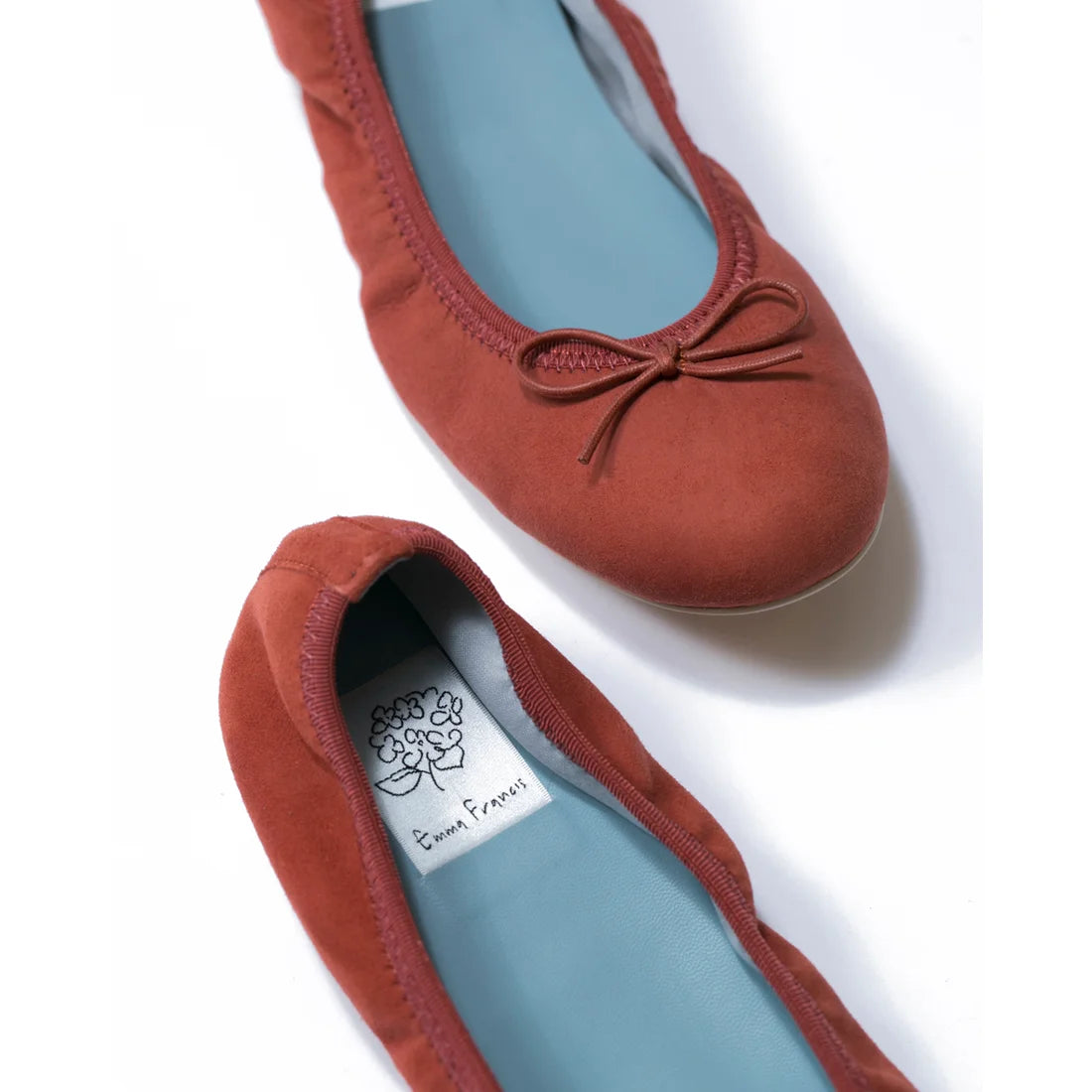 日本製【珍珠色調防水】Emma Francis 真皮 圓頭平底芭蕾舞鞋(02b-L S129)(orange leather suede)(オレンジ レザースエード)