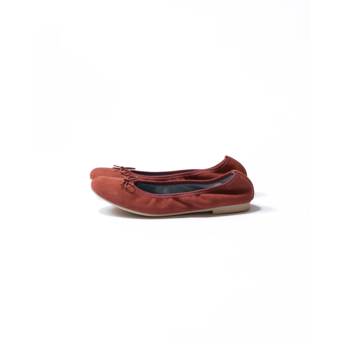 日本製【珍珠色調防水】Emma Francis 真皮 圓頭平底芭蕾舞鞋(02b-L S129)(orange leather suede)(オレンジ レザースエード)
