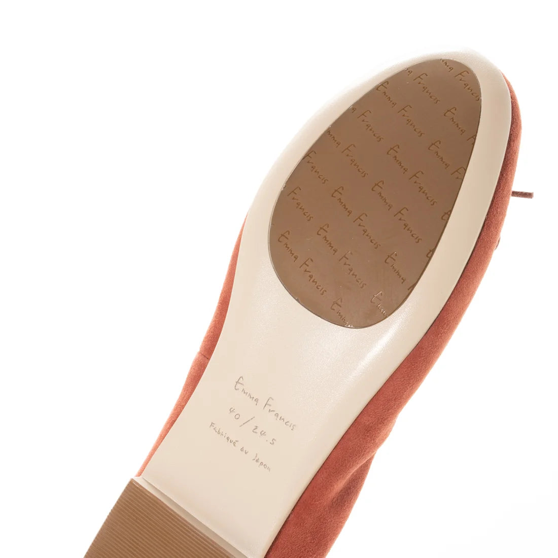 日本製【珍珠色調防水】Emma Francis 真皮 圓頭平底芭蕾舞鞋(02b-L S129)(orange leather suede)(オレンジ レザースエード)