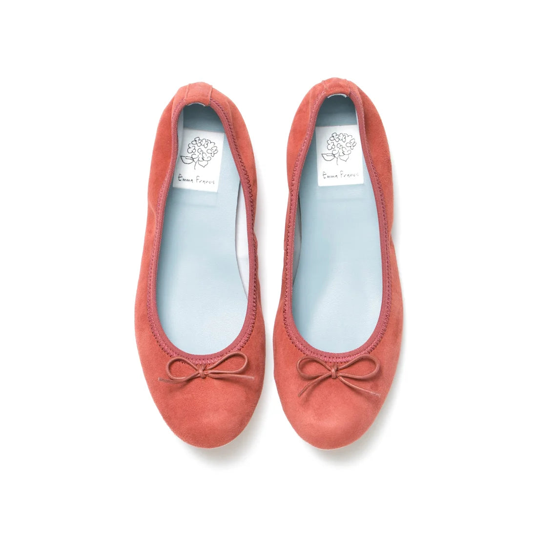 日本製【珍珠色調防水】Emma Francis 真皮 圓頭平底芭蕾舞鞋(02b-L S129)(orange leather suede)(オレンジ レザースエード)