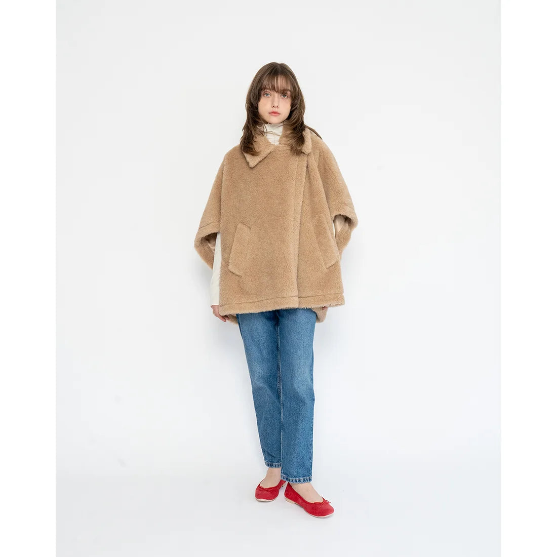 日本製【珍珠色調防水】Emma Francis 真皮 圓頭平底芭蕾舞鞋(02b-L S135)(Red leather suede)(レッド レザースエード)