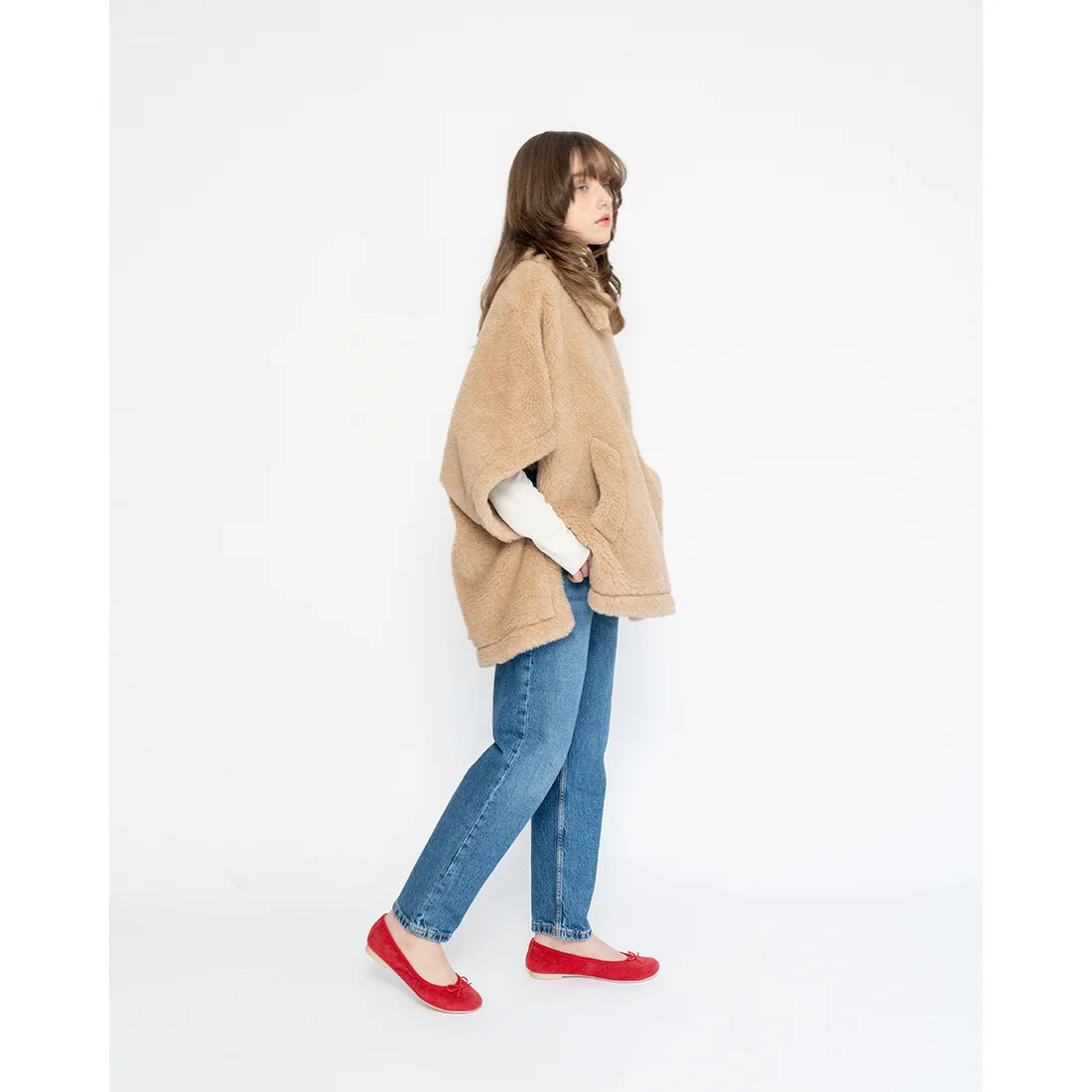 日本製【珍珠色調防水】Emma Francis 真皮 圓頭平底芭蕾舞鞋(02b-L S135)(Red leather suede)(レッド レザースエード)
