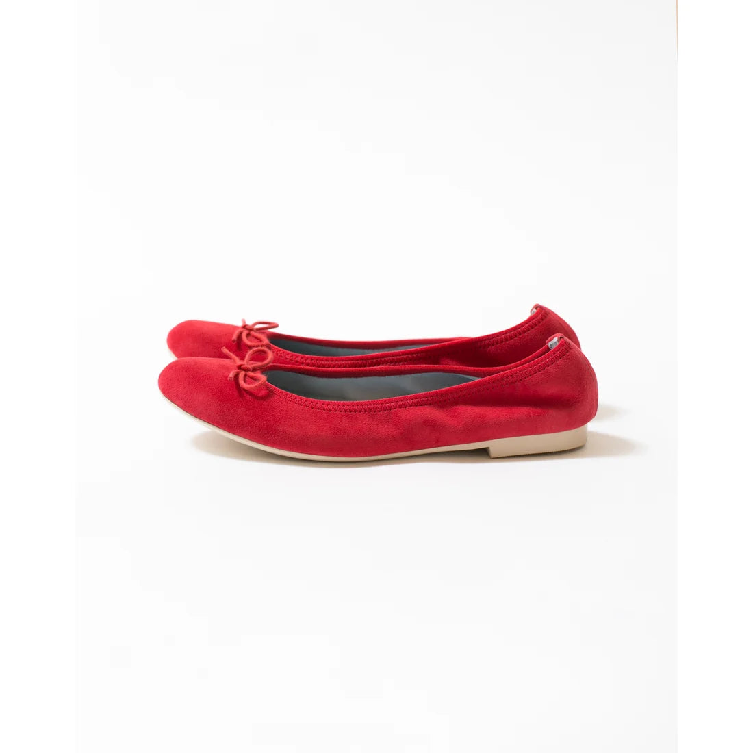 日本製【珍珠色調防水】Emma Francis 真皮 圓頭平底芭蕾舞鞋(02b-L S135)(Red leather suede)(レッド レザースエード)