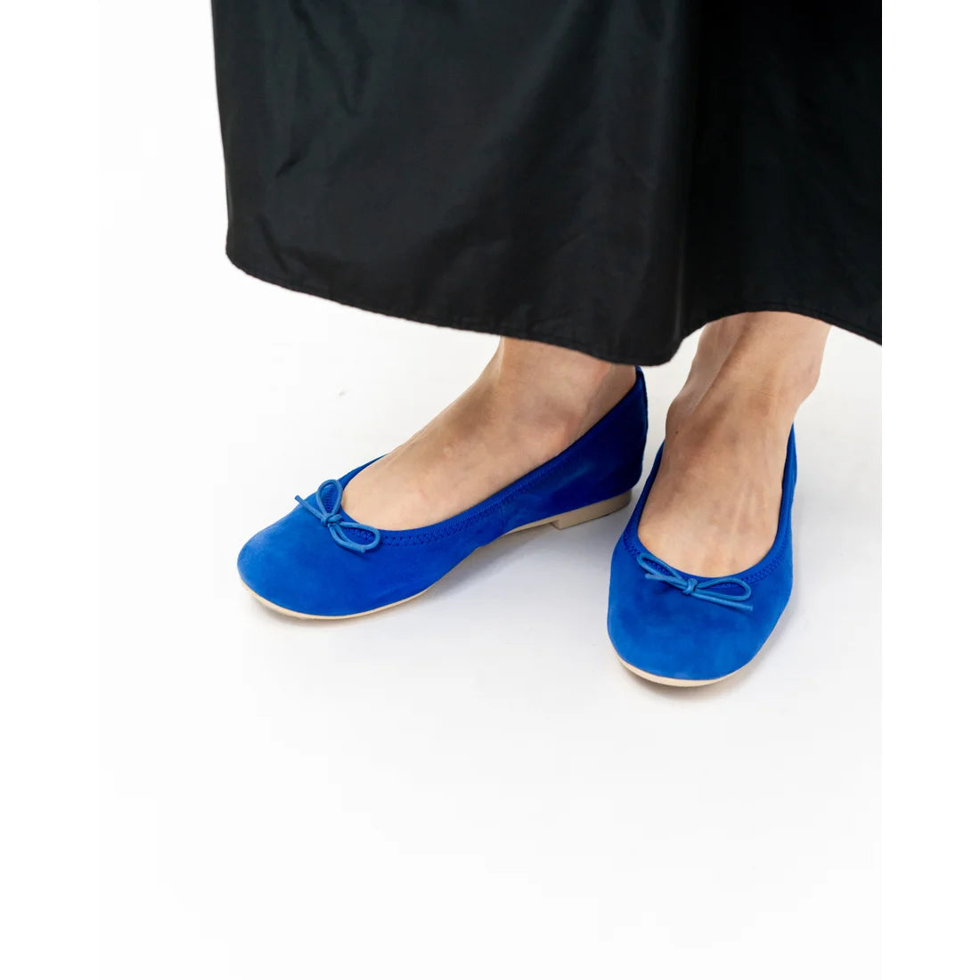 日本製【珍珠色調防水】Emma Francis 真皮 圓頭平底芭蕾舞鞋(02b-L S120)(Blue leather suede)(ブルー レザースエード)