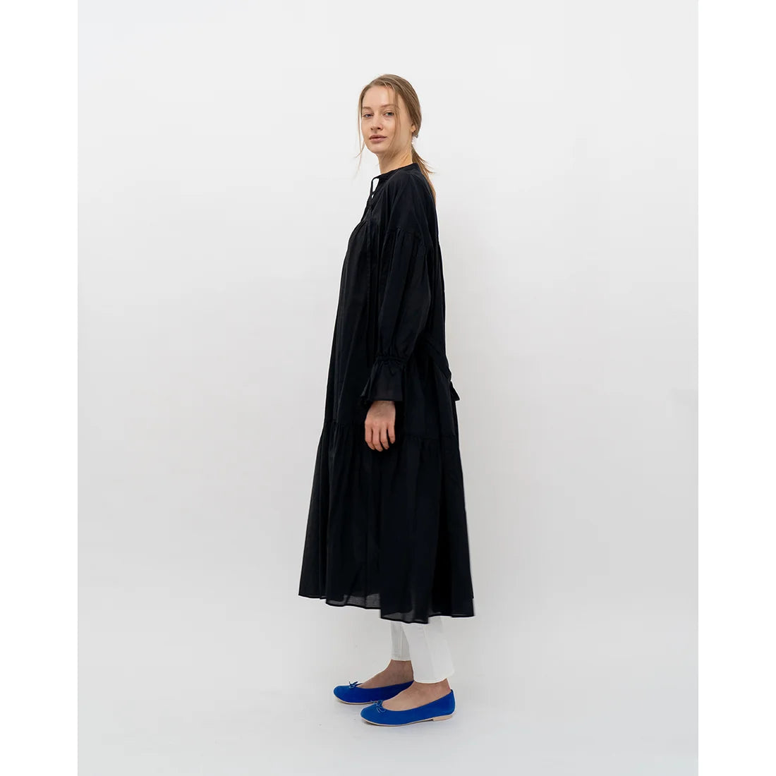 日本製【珍珠色調防水】Emma Francis 真皮 圓頭平底芭蕾舞鞋(02b-L S120)(Blue leather suede)(ブルー レザースエード)