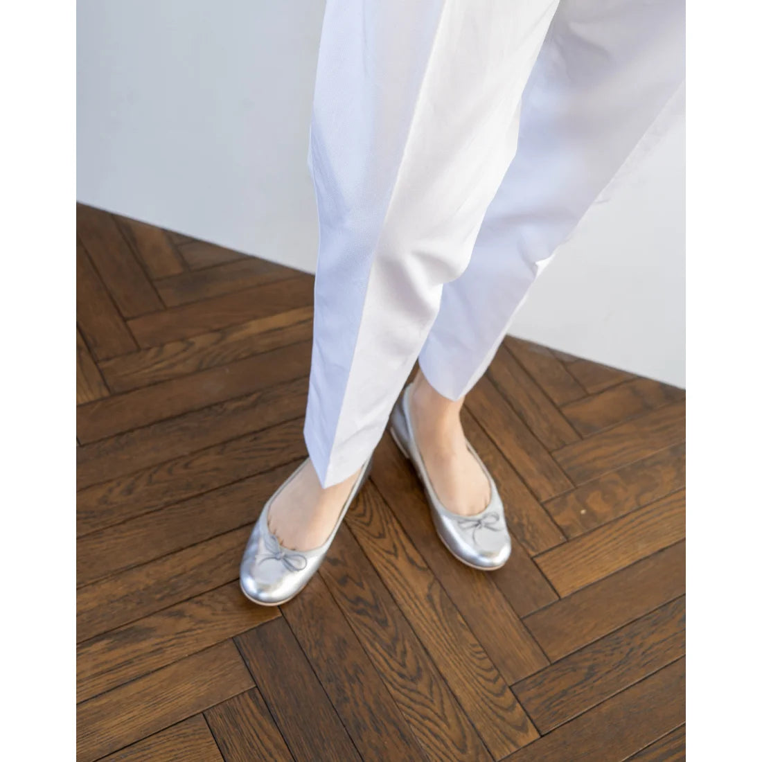 日本製【珍珠色調防水】Emma Francis 真皮 圓頭平底芭蕾舞鞋(02b-L M162)(Silver leather suede)(シルバー レザースエード)