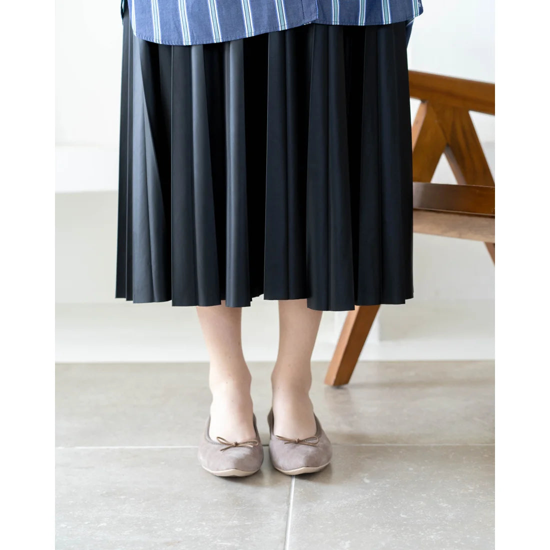 日本製【珍珠色調防水】Emma Francis尖頭平底芭蕾舞鞋(01b-L S155)(Charcoal grey leather suede)(チャコールグレー レザースエード)